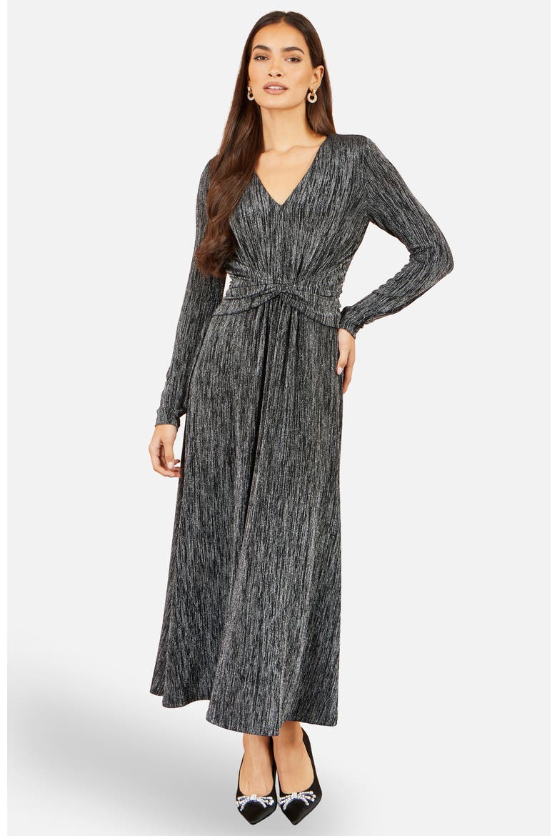 Metallic Twist Waist Maxi Dress, Alternate, color, Black