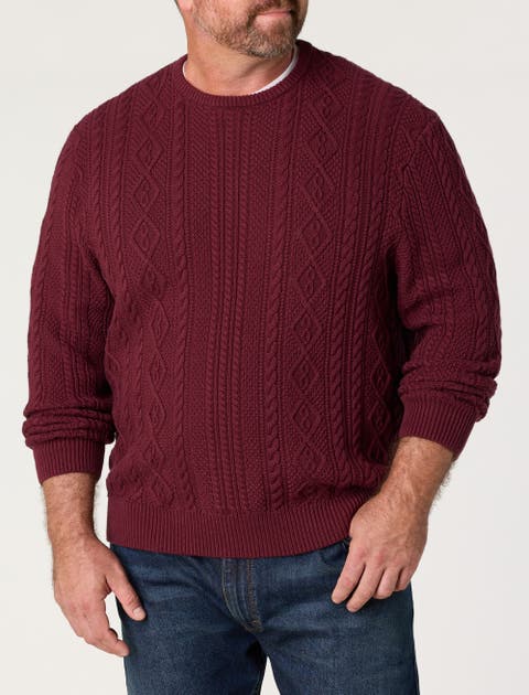 Big & Tall Cabled Crewneck Sweater