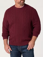 Oak Hill by DXL Big & Tall Cabled Crewneck Sweater