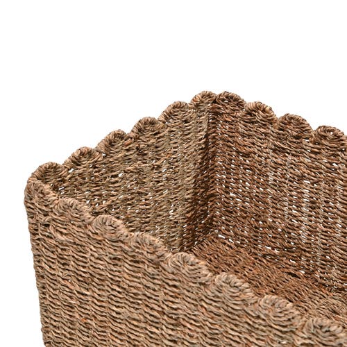 Happimess Arden Coastal Cottage Seagrass Scalloped Rectangular Organizing Storage Baskets (set Of 3) In Natural
