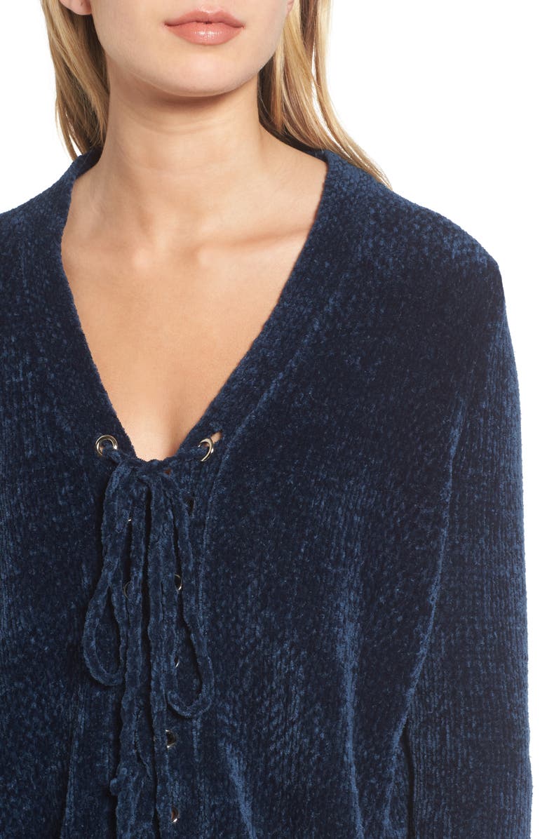 Lost + Wander Maya Chenille Lace-Up Sweater, Alternate, color,