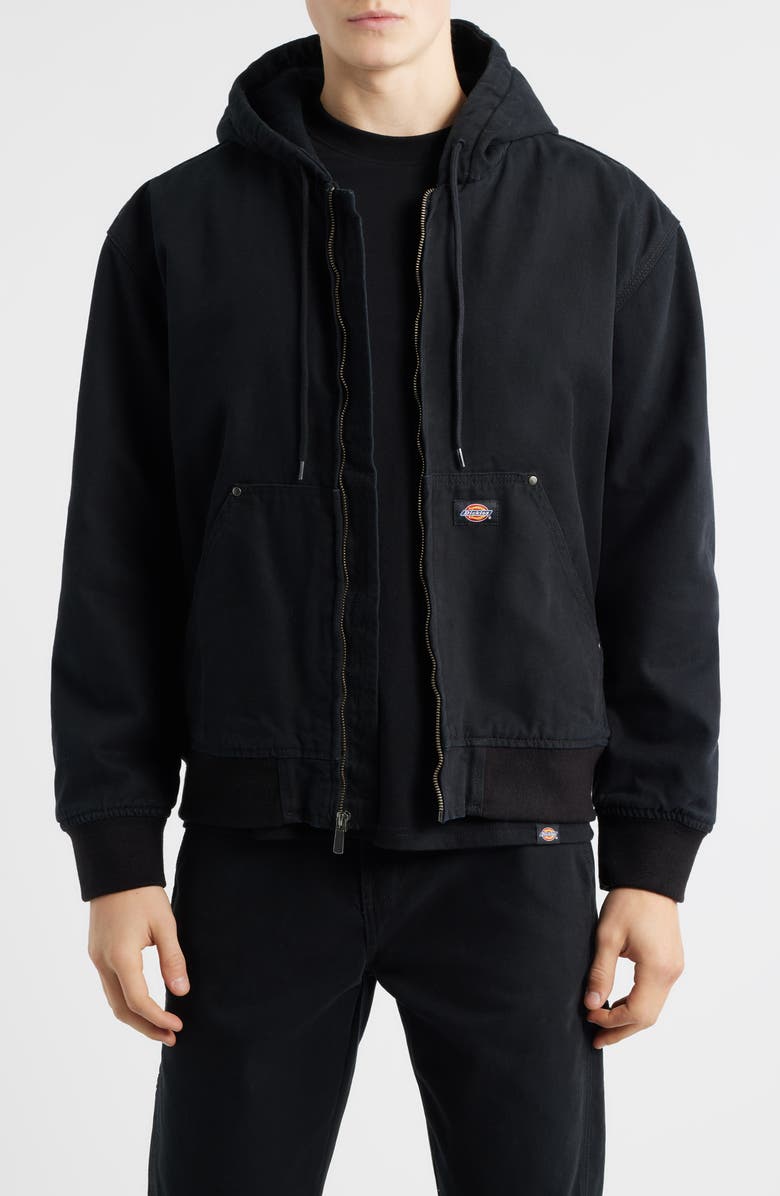 Dickies Hilham Hooded Canvas Jacket, Main, color, Black
