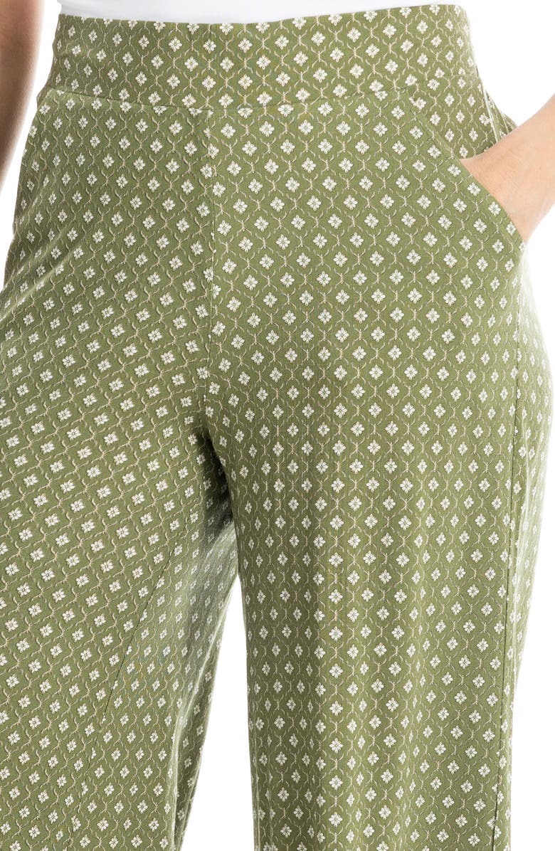 MAX STUDIO Wide Leg Pull-On Crop Pants, Alternate, color, Sage Diamond