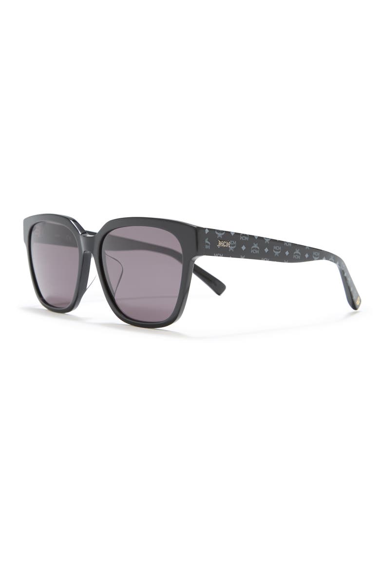 57mm Modified Rectangle Sunglasses, Alternate, color, BLACK/ BLACK VISETOS