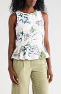 T Tahari Sleeveless Scuba Peplum Top