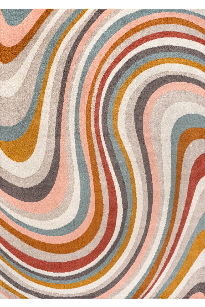 Flow Abstract Swirl Area Rug, Main, color, Red/Beige/Blue