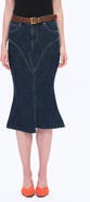 Bayeas Erin Raw Fishtail Hem Denim Skirt