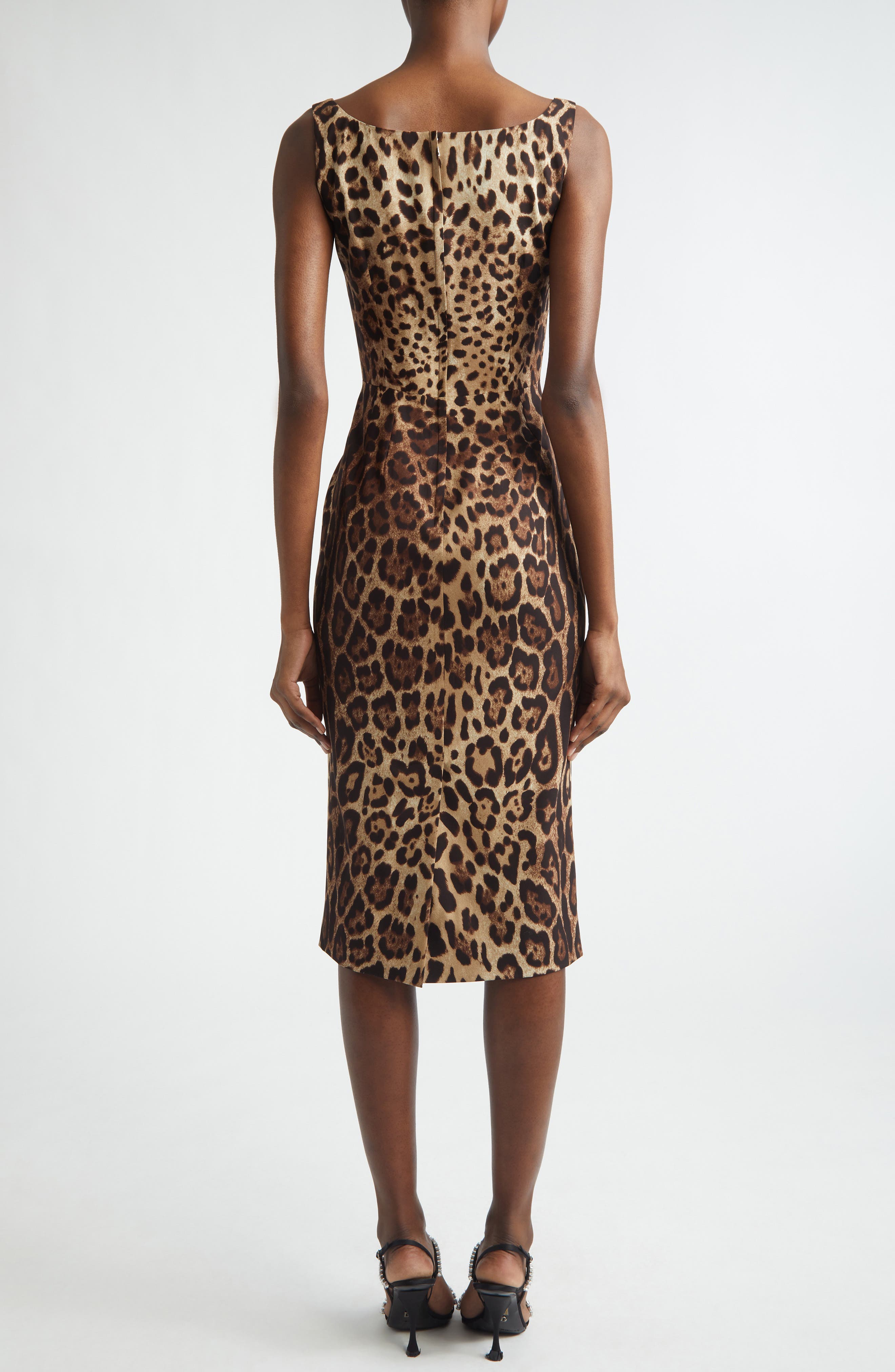 Leopard Print Stretch Silk Charmeuse Sheath Dress - image 2