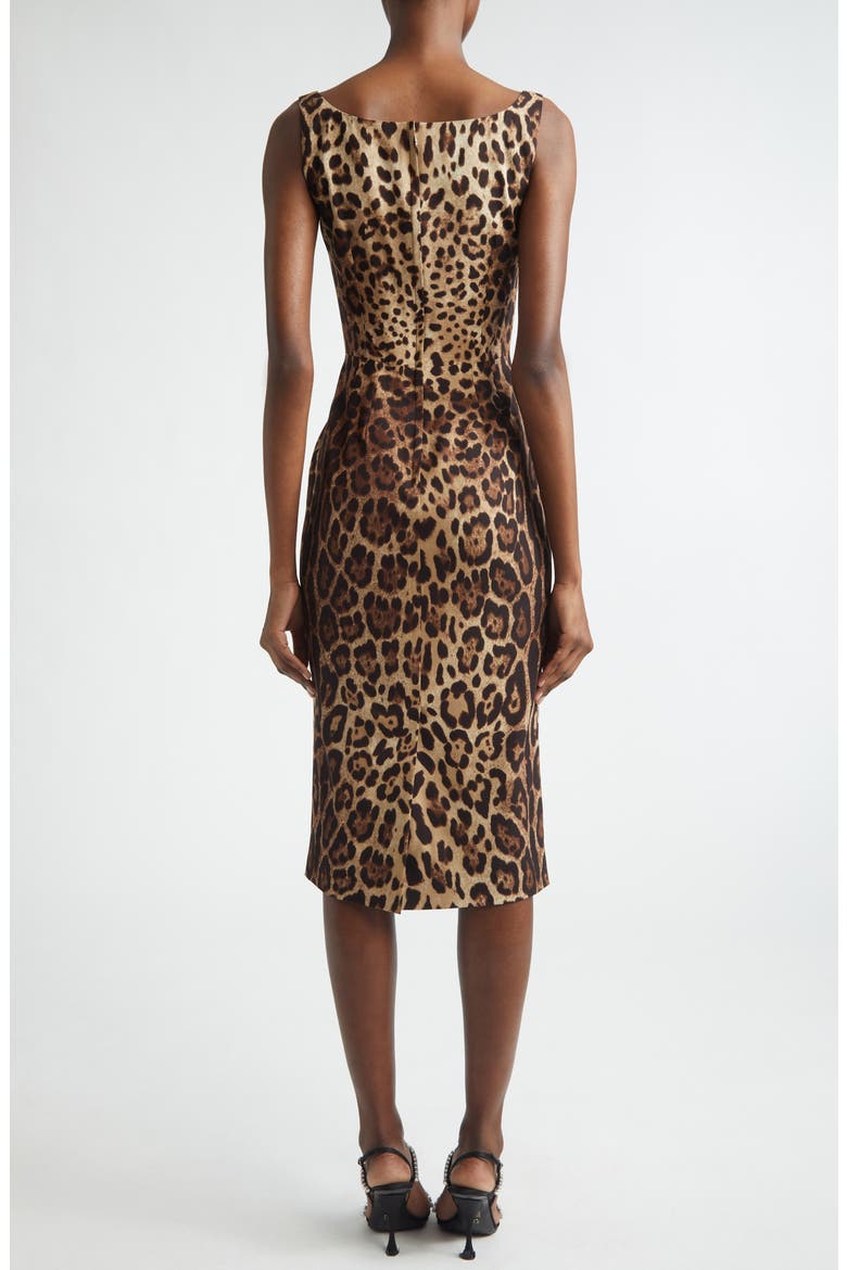 Leopard Print Stretch Silk Charmeuse Sheath Dress, Alternate, color, LEO NEW