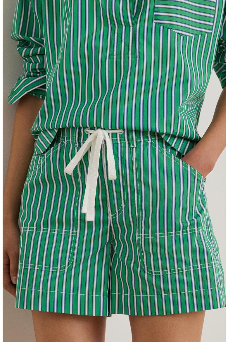 Stripe Cotton Broadcloth Drawstring Shorts, Alternate, color, GREEN/ BLUE/ WHITE