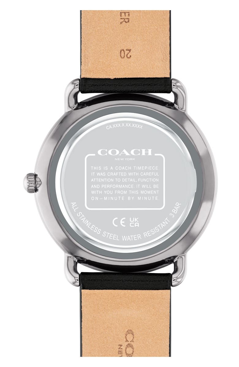 COACH Elliot Leather Strap Watch, 41mm, Alternate, color, Black