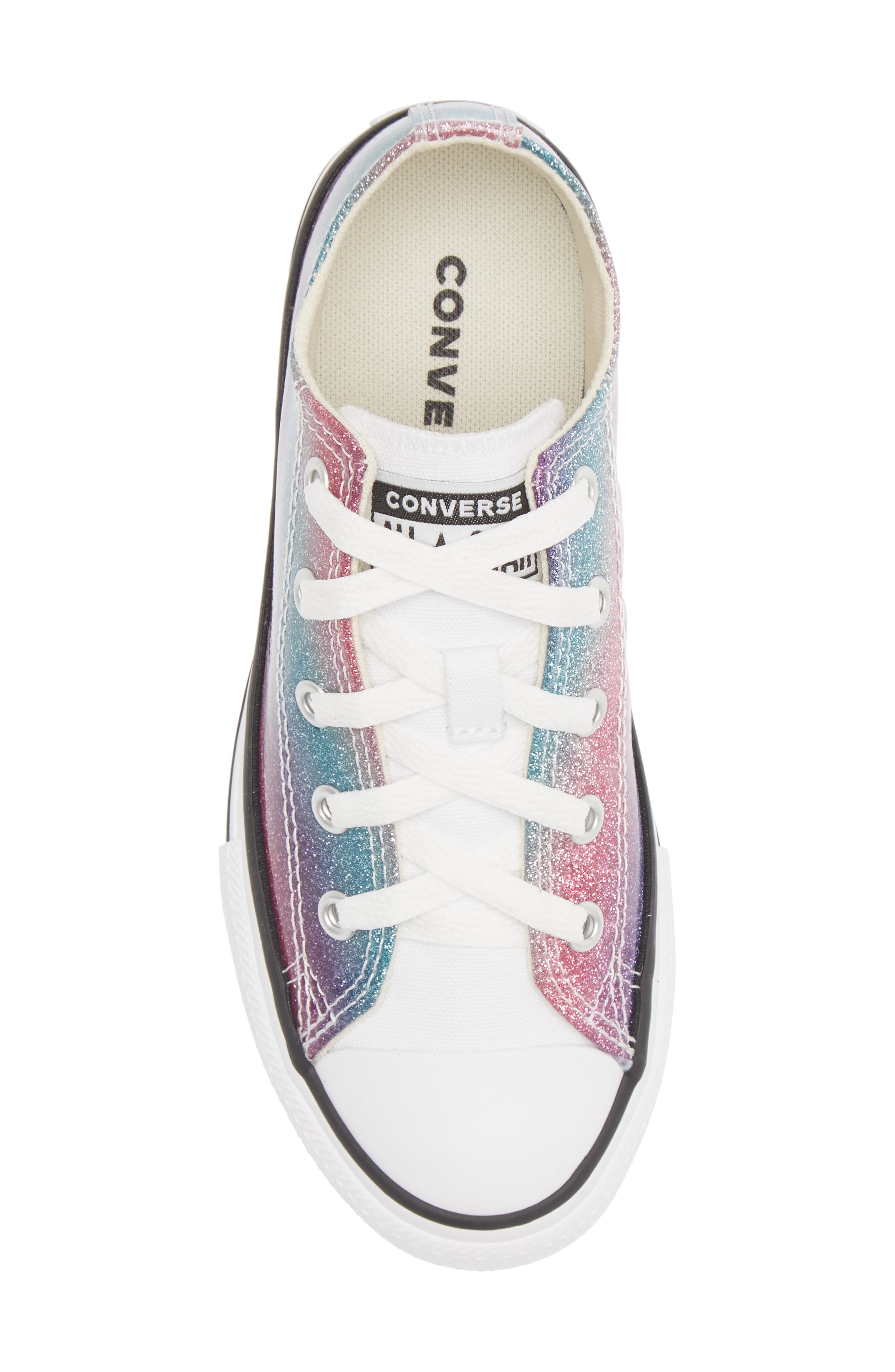 Converse Chuck Taylor<sup>®</sup> All Star<sup>®</sup> Ox Rainbow Glitter Sneaker, Alternate, color, 
