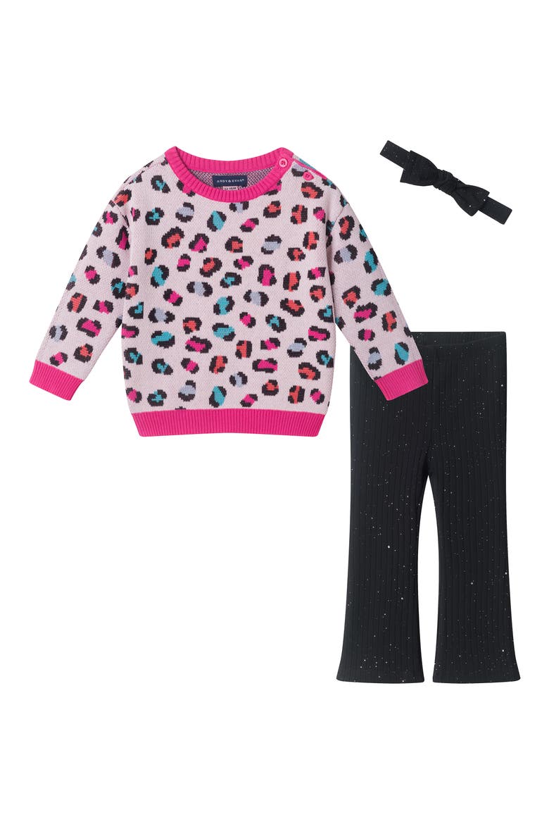 Leopard Sweater, Leggings and Headband Set, Main, color, LEOPARD