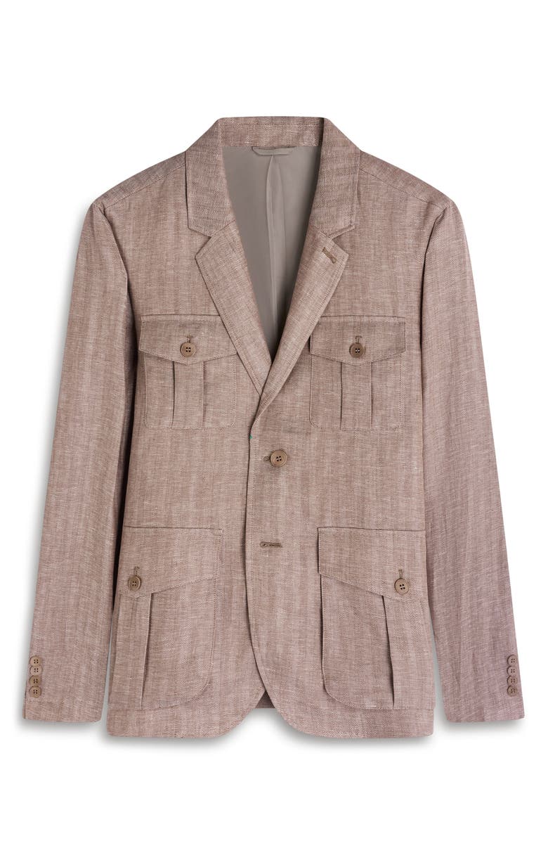Bugatchi Linen Safari Jacket, Alternate, color, Tobacco