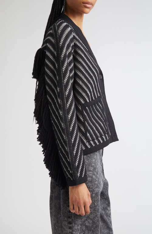 Golden Goose Journey Olivia Fringe Trim Virgin Wool Cardigan In Black