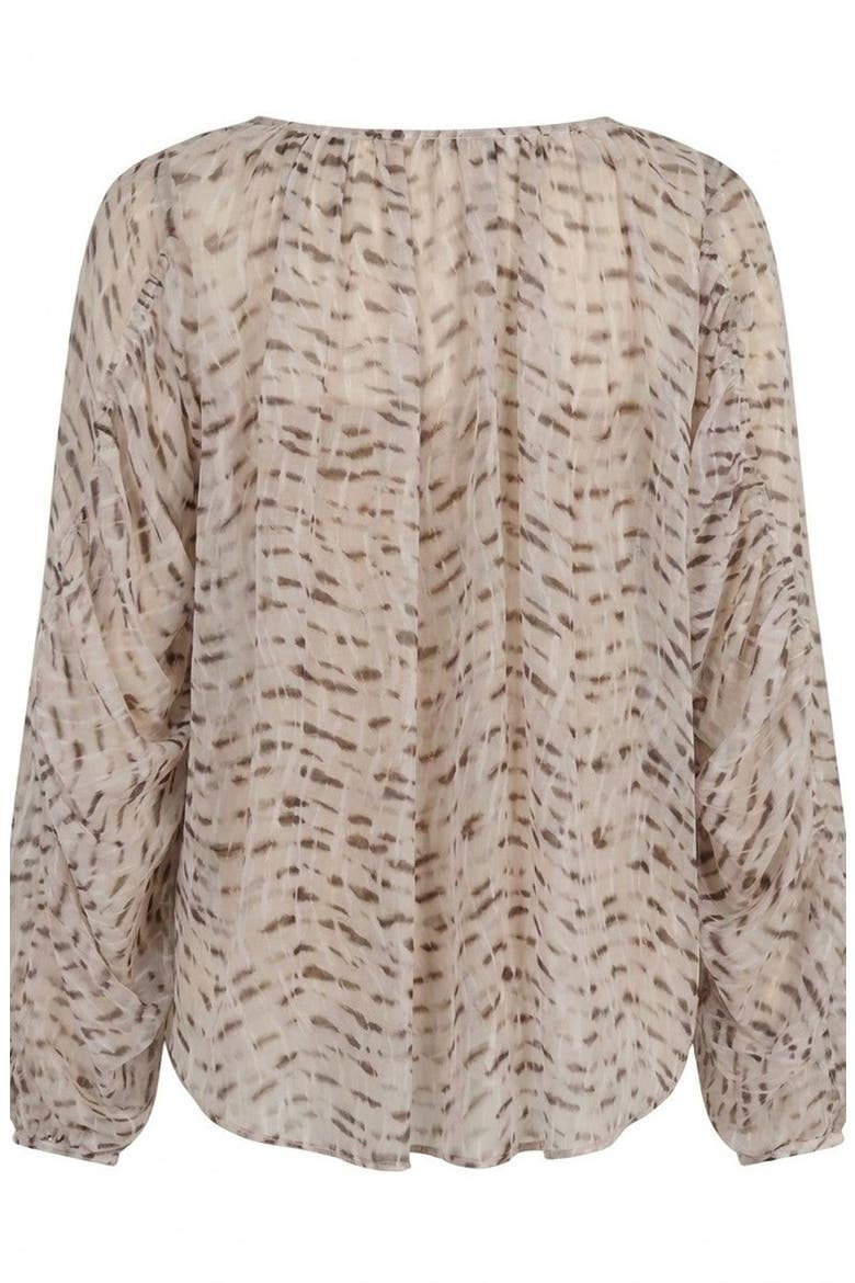 V Neck Patterned Lightweight Long Sleeve Blouse, Alternate, color, Khaki