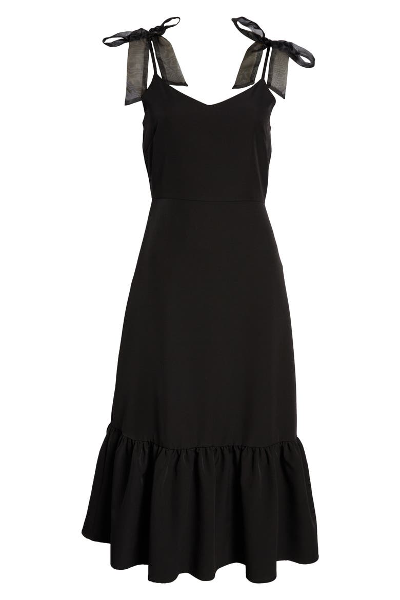What a Gift Bow Strap Cocktail Midi Dress, Alternate, color, BLACK