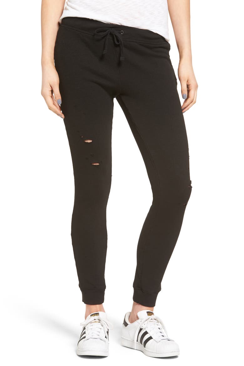 Betsee Distressed Jogger Pants, Main, color, BLACK