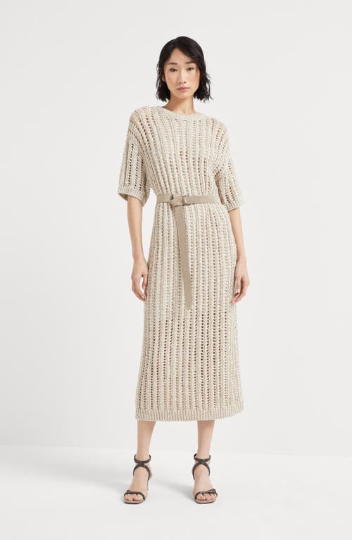 Brunello Cucinelli Beige Dazzling Dress In Natural