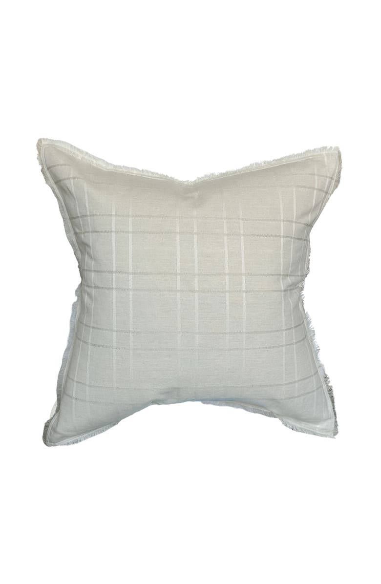 Linen & James Teddy | Woven Cream Plaid Linen Pillow Cover, Main, color, Cream