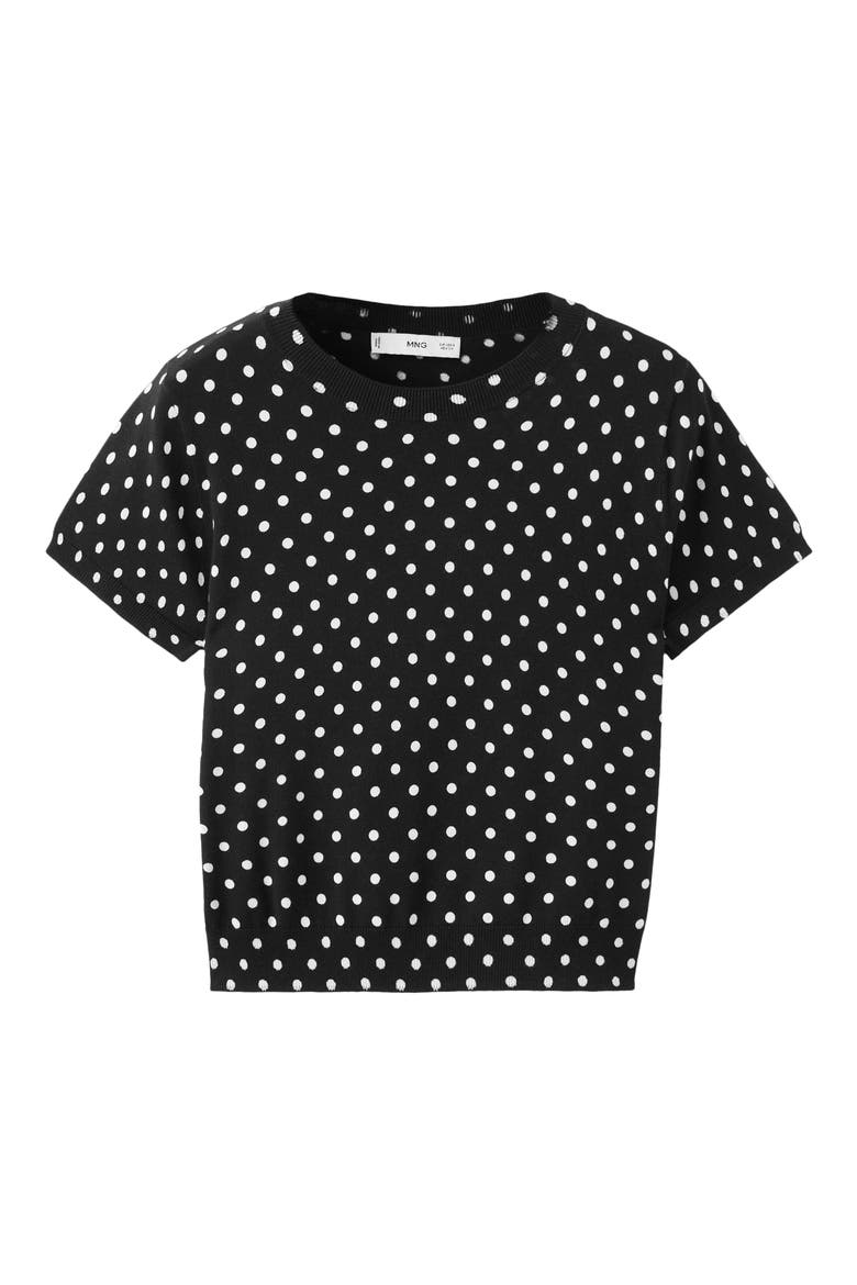 Dot Short Sleeve Sweater, Alternate, color, BLACK
