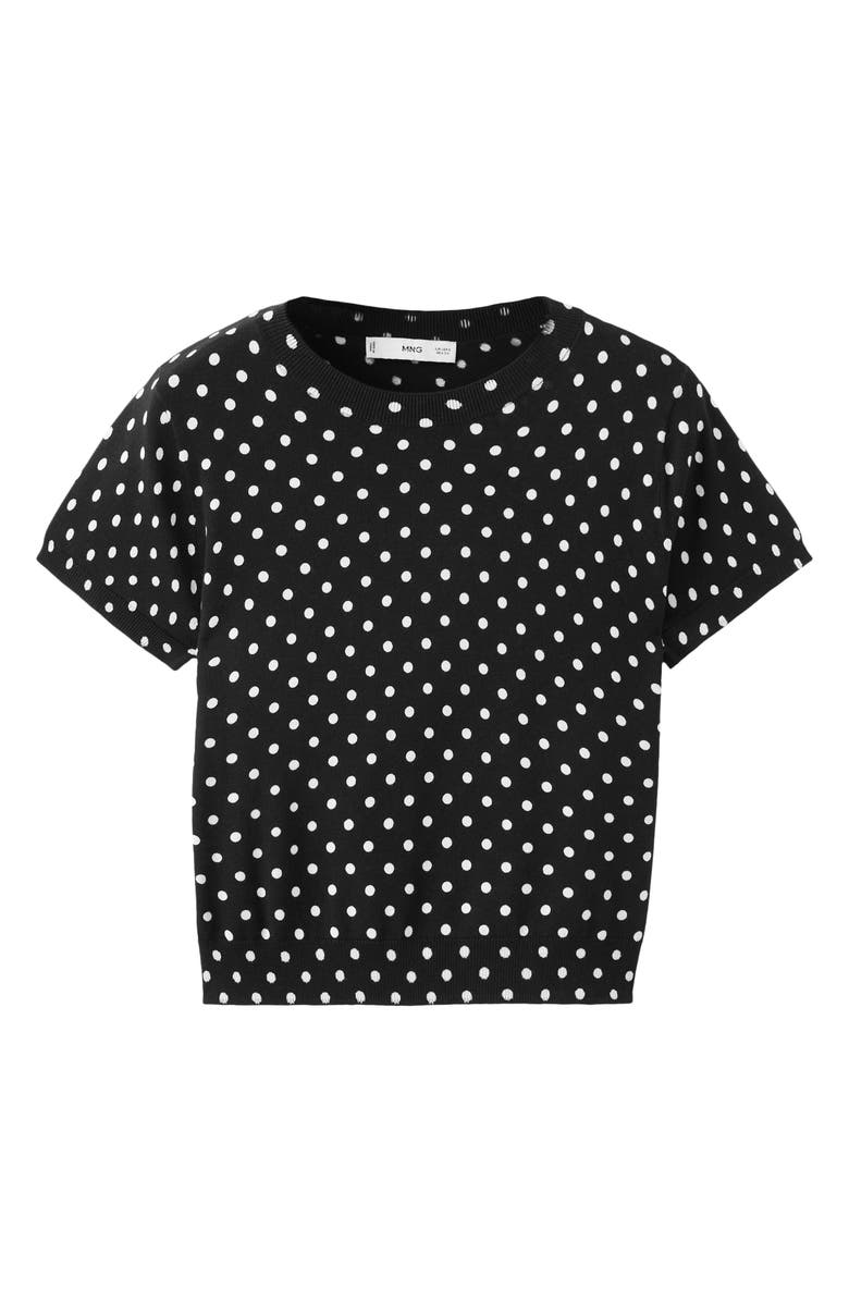 MANGO Dot Short Sleeve Sweater, Alternate, color, Black