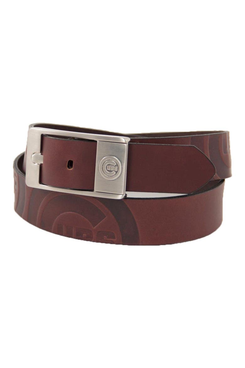 Men's Brown Chicago Cubs Brandish Leather Belt, Main, color, Brown
