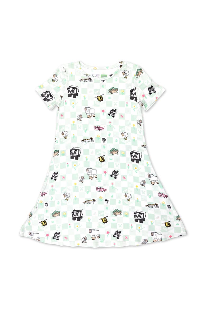 Kids' Minecraft Sleep Repeat Short Sleeve Dress, Main, color, Minecraft Sleep Repeat