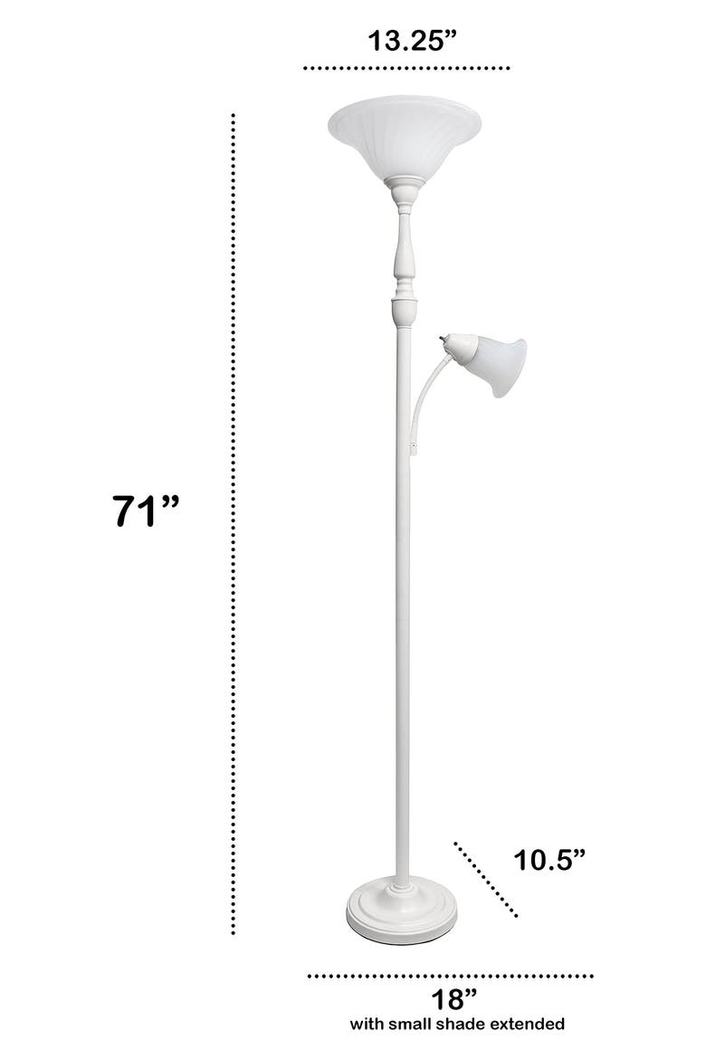 Torchiere Floor Lamp, Alternate, color, WHITE/ WHITE SHADES