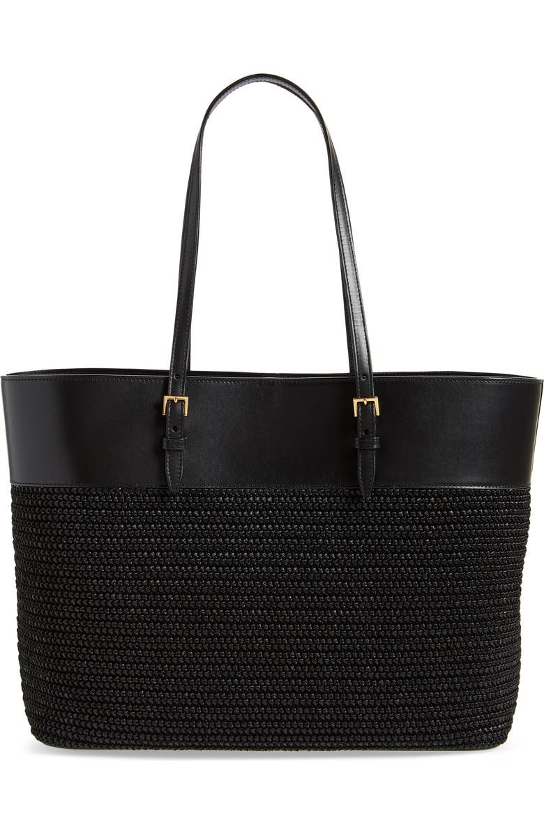 Saint Laurent Medium Shopping Raffia Tote, Alternate, color,