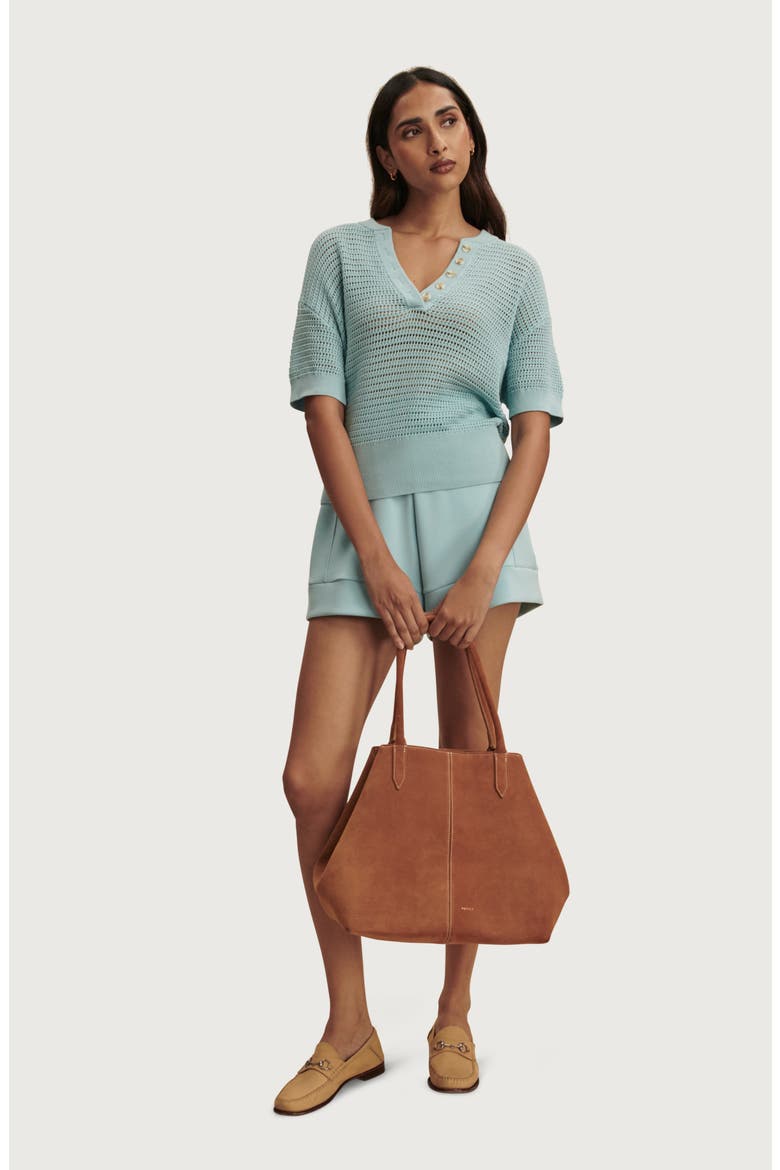 Callie Sheer Knit Cotton Top, Alternate, color, PORCELAIN BLUE