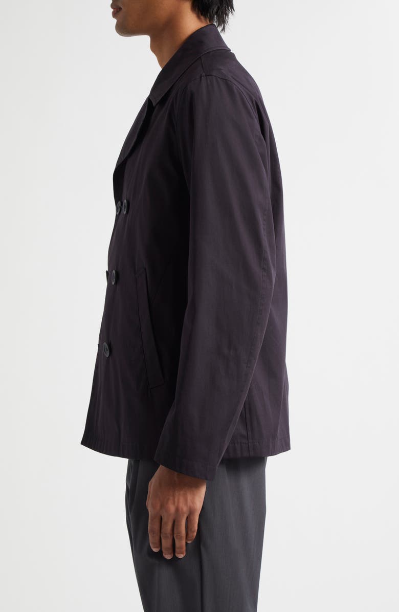 Herno Double Breasted Water Resistant Cotton Peacoat, Alternate, color, Blue