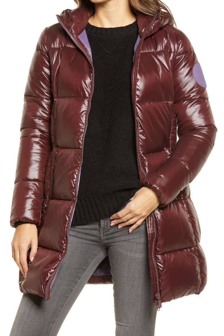 Luck Long Puffer Coat, Main, color, 38 CHESTNUT BROWN
