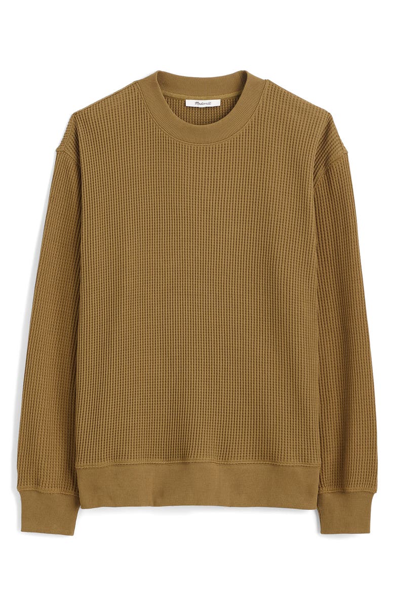 Madewell Waffle Sweatshirt, Alternate, color, Woodland Brown
