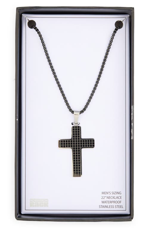 Nordstrom Rack Cross Pendant Necklace In Black- Stainless