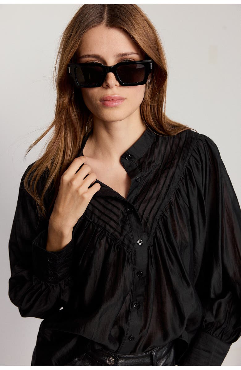 The Shirt by Rochelle Behrens The Shiv Ruffled Shirt, Alternate, color, Black