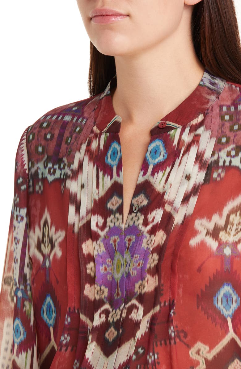 KOBI HALPERIN Charlie Batik Print Pintuck Blouse, Alternate, color,