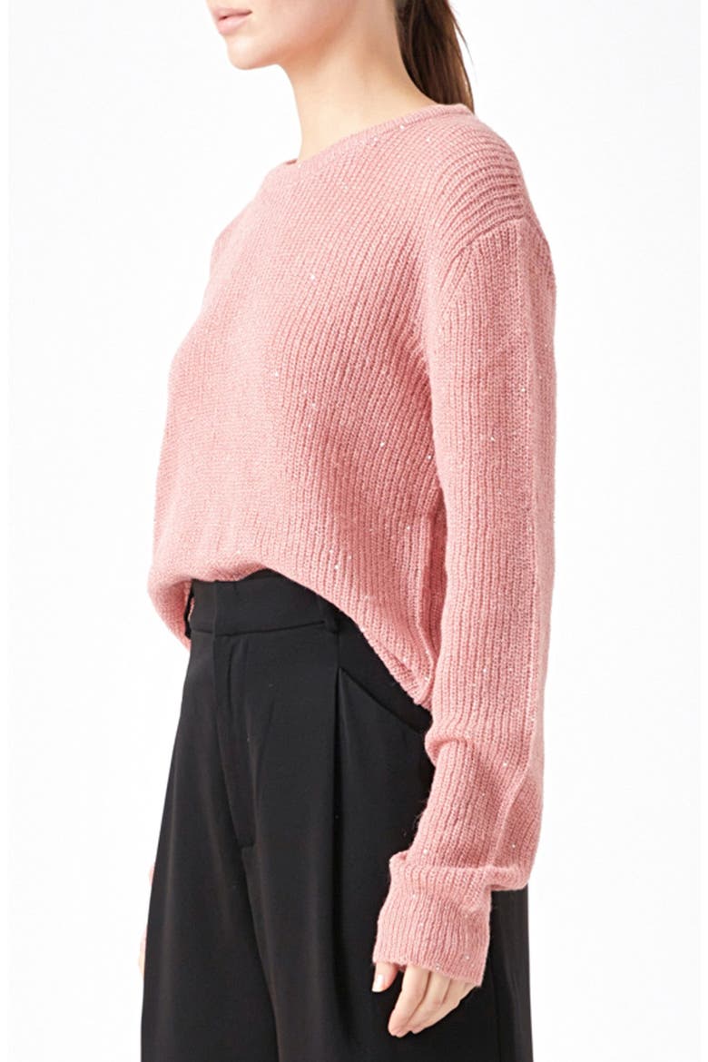 Lurex Sequin Sweater, Alternate, color, PINK