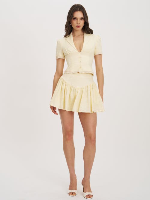 Miss Circle Odelia Lace Trim Seersucker Button Up Top In Blue