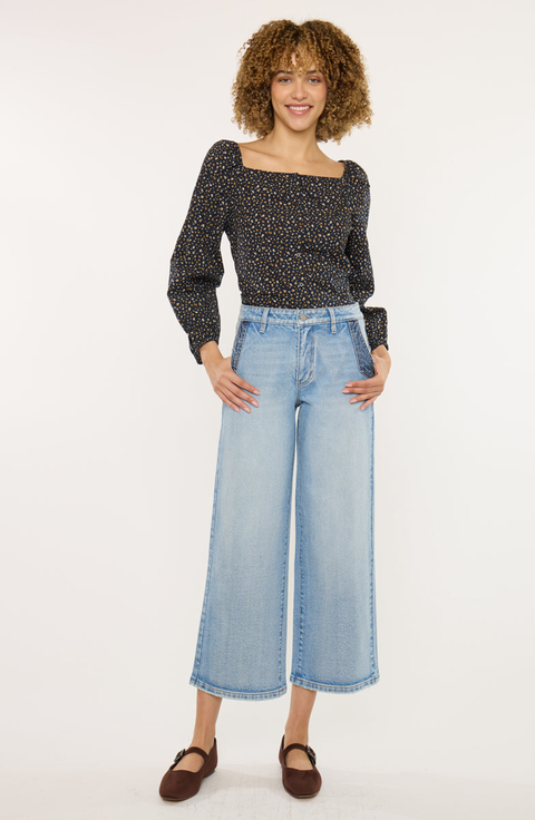 Lorinne High Rise Crop Wide Leg Jeans