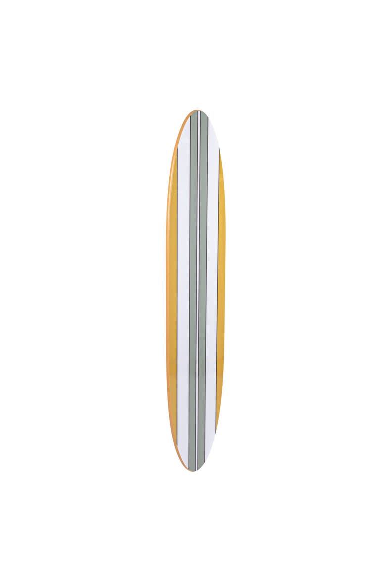 65.5 Inches Reclaimed Wood Striped Surfboard Wall Décor, Multicolor, Main, color, Grey