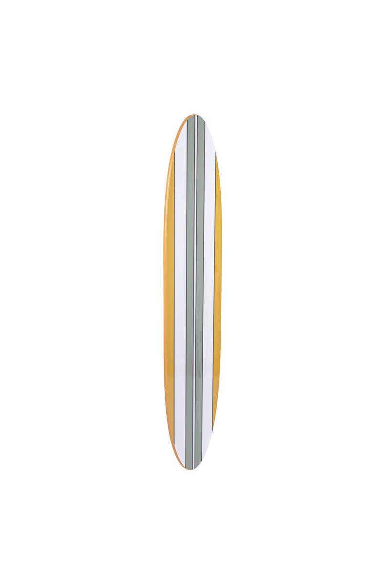 Storied Home 65.5 Inches Reclaimed Wood Striped Surfboard Wall Décor, Multicolor, Main, color, Grey