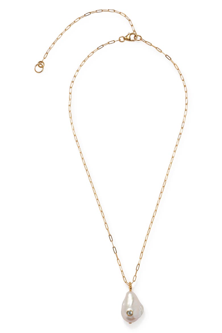 Oasis Baroque Pearl Pendant Necklace, Main, color, GOLD/ PEARL