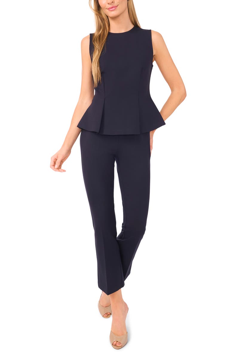 Ted Baker Peplum Ponte Knit Tank, Alternate, color, Baritone Blue