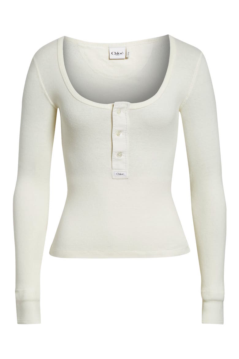 Scoop Neck Cotton Rib Henley, Alternate, color, ICONIC MILK