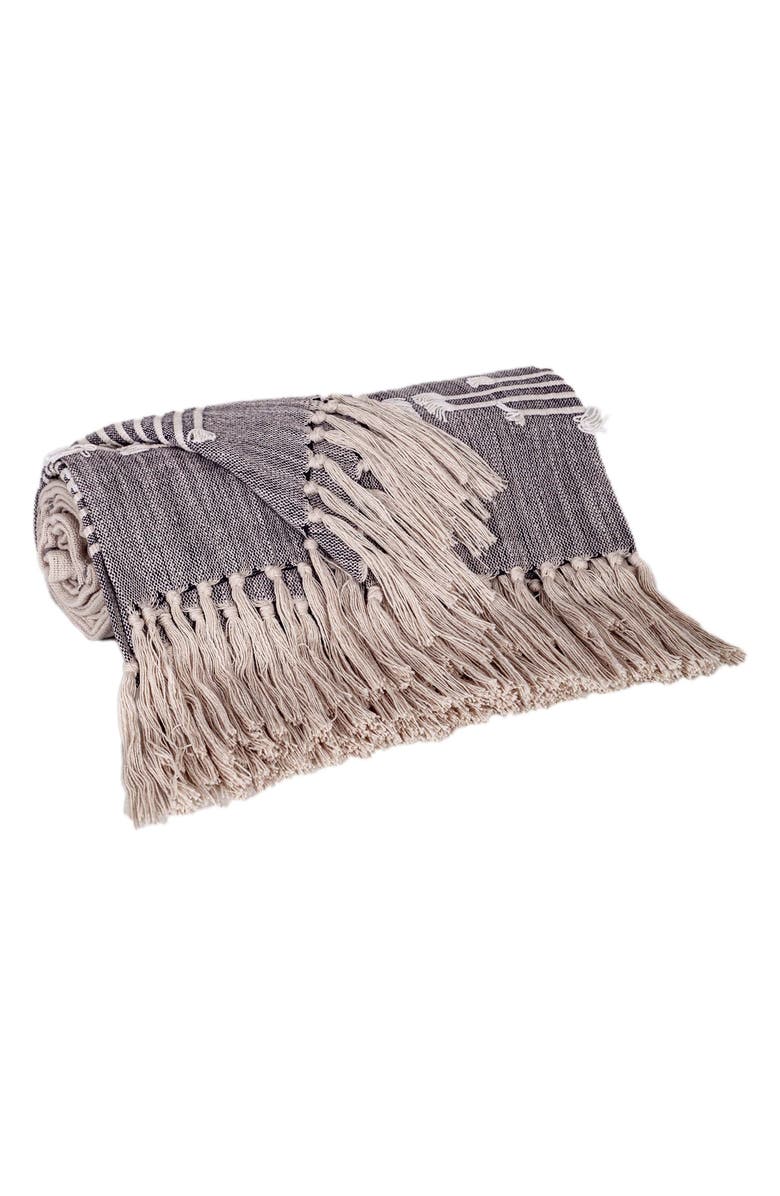 PARKLAND COLLECTION Adonia Tasseled Throw Blanket, Alternate, color, Multi Grey