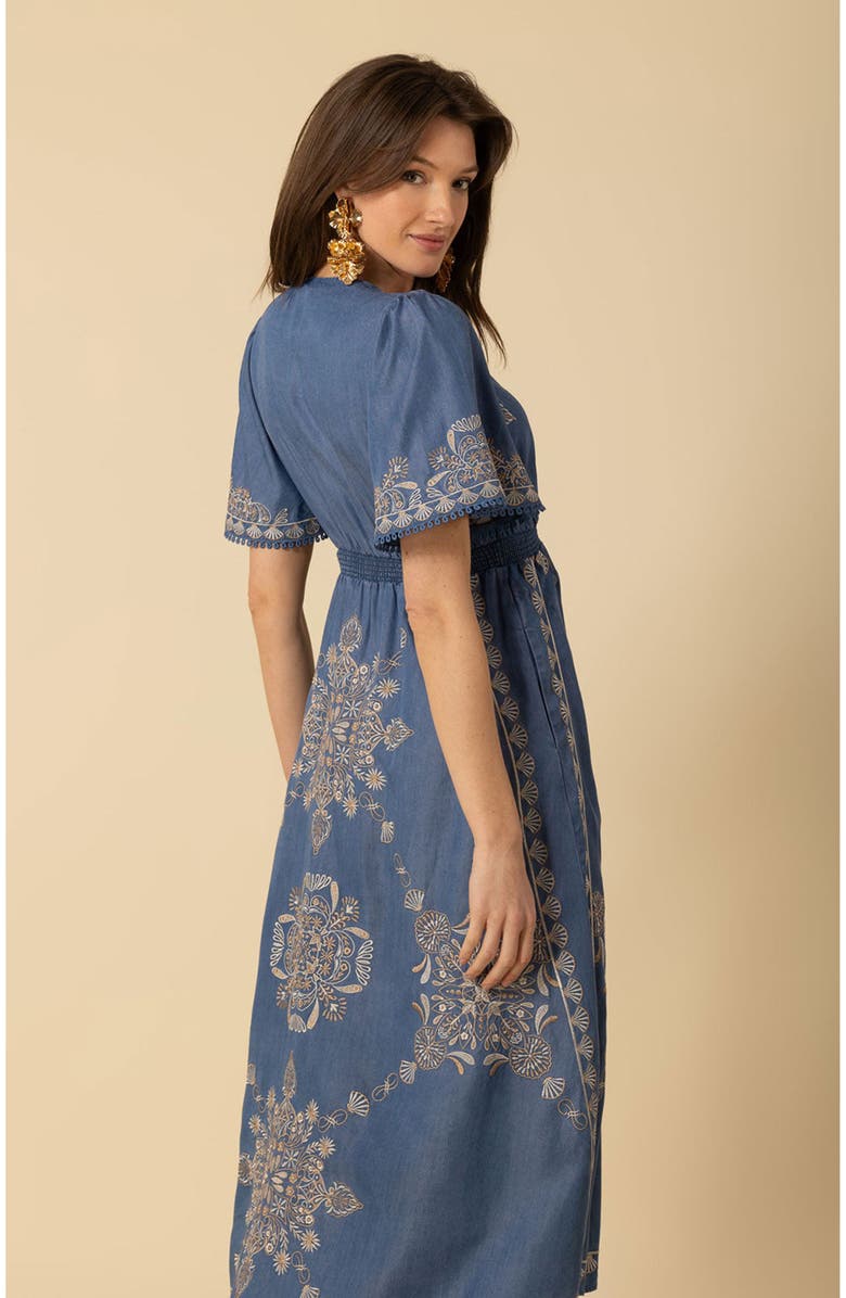 Hale Bob Katalina Embroidered Chambray Dress, Alternate, color,