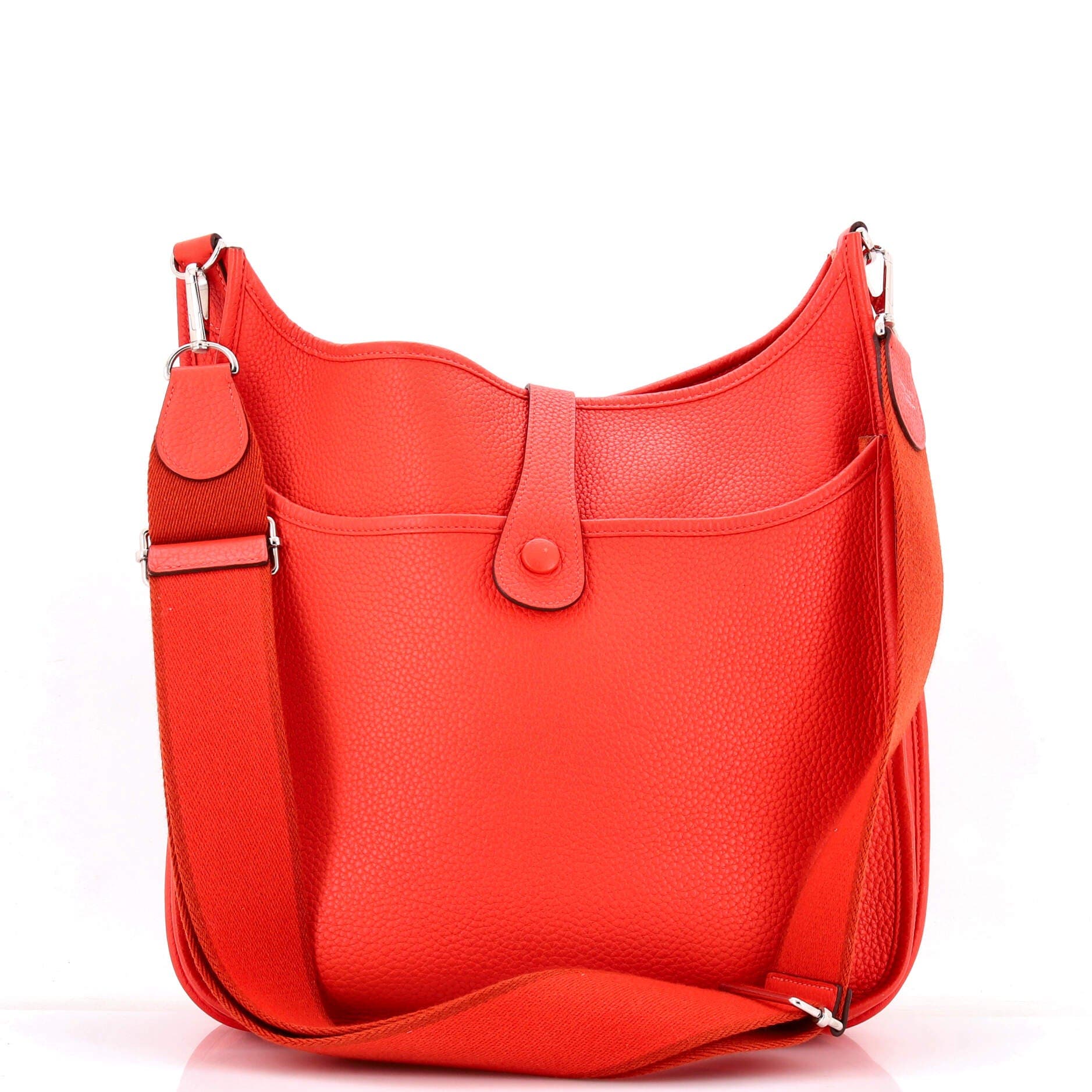 Pre-Owned Hermes Evelyne Bag Gen III Clemence GM, Alternate, color, Rouge Pivoine