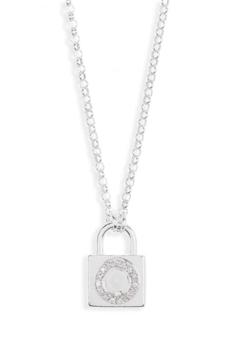 Diamond Padlock Initial Pendant Necklace - 0.12ct.
