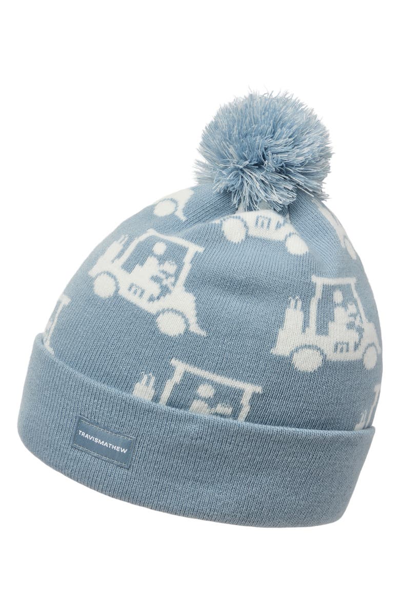 TravisMathew Mapes Pompom Beanie, Alternate, color, Dusty Blue